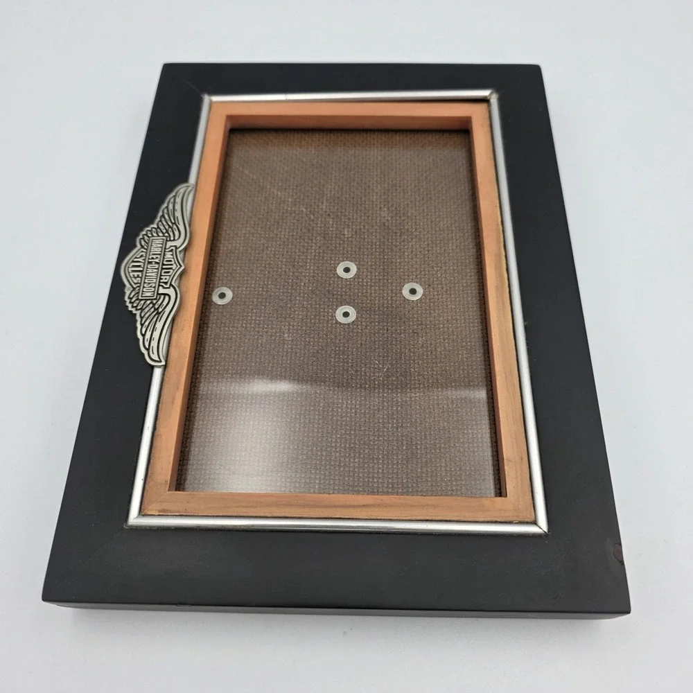 Harley Davidson Picture Frame 6 x 8 Fits Photo 4 x 6 Wood Black Brown Front Logo